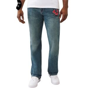 True Religion Billy Relaxed Bootcut Jeans Mens W36 L30 Light Wash Patch